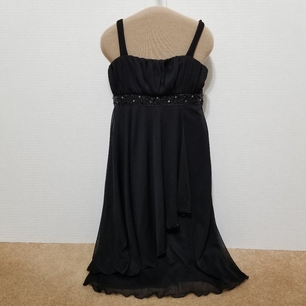 City Triangles dress Small black beaded sleeveless lined formal chiffon